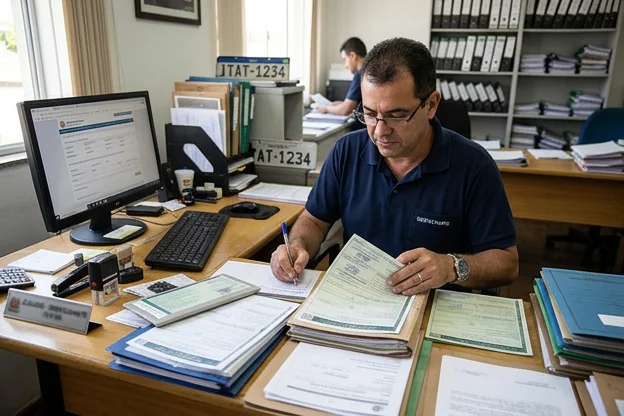 Profissional do O Polo Despachante em Itatiba auxiliando em serviços variados de despachante.